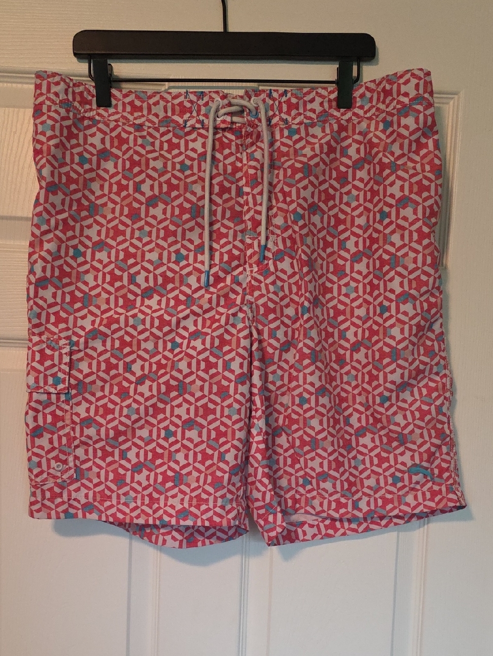Tommy Bahama Geometric Swim Trunks with Blue Details